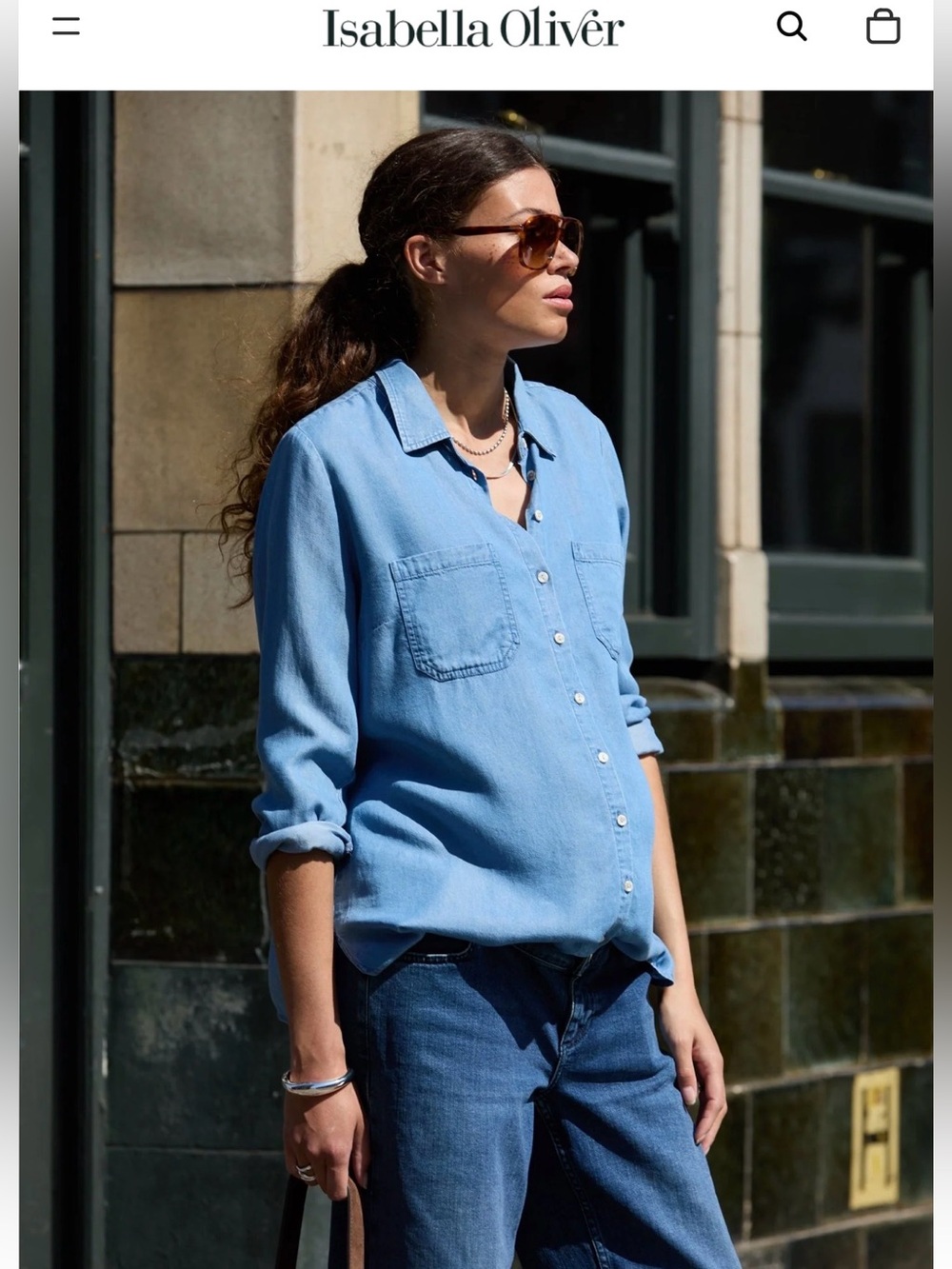 Isabella Oliver Maternity Light Blue Chambray Tunic Shirt